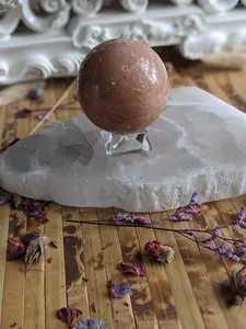 Peach Moonstone Sphere Polished Goddess Rock Untreated Gemstone Healing Crystal Ball Chakra Natural Mineral Specimen Meditation Orb 55mm