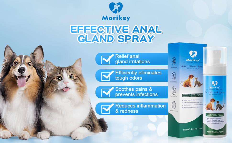 MORIKEY Pet Gland Care Spray for Dogs Cats Gland Support Helps Reduce Scooting Odor Control Gentle Pet Hygiene Daily Care