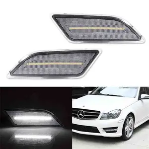 Clear Lens White LED Front Side Marker Lights For Mercedes W204 C250 C300 2012 2013 2014 Replace OEM 204 906 74 01 A2049067301, 2049067301 204 906 73 01, A2049067401 2049067401