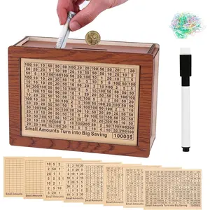 10000 Savings Challenge Box – Wooden Money Saving Box for Cash, Counting Piggy Bank for Adults & Kids, 10K Smash Box, Cash Vault for Real Money, Fun Budget Gift for Saving Goals