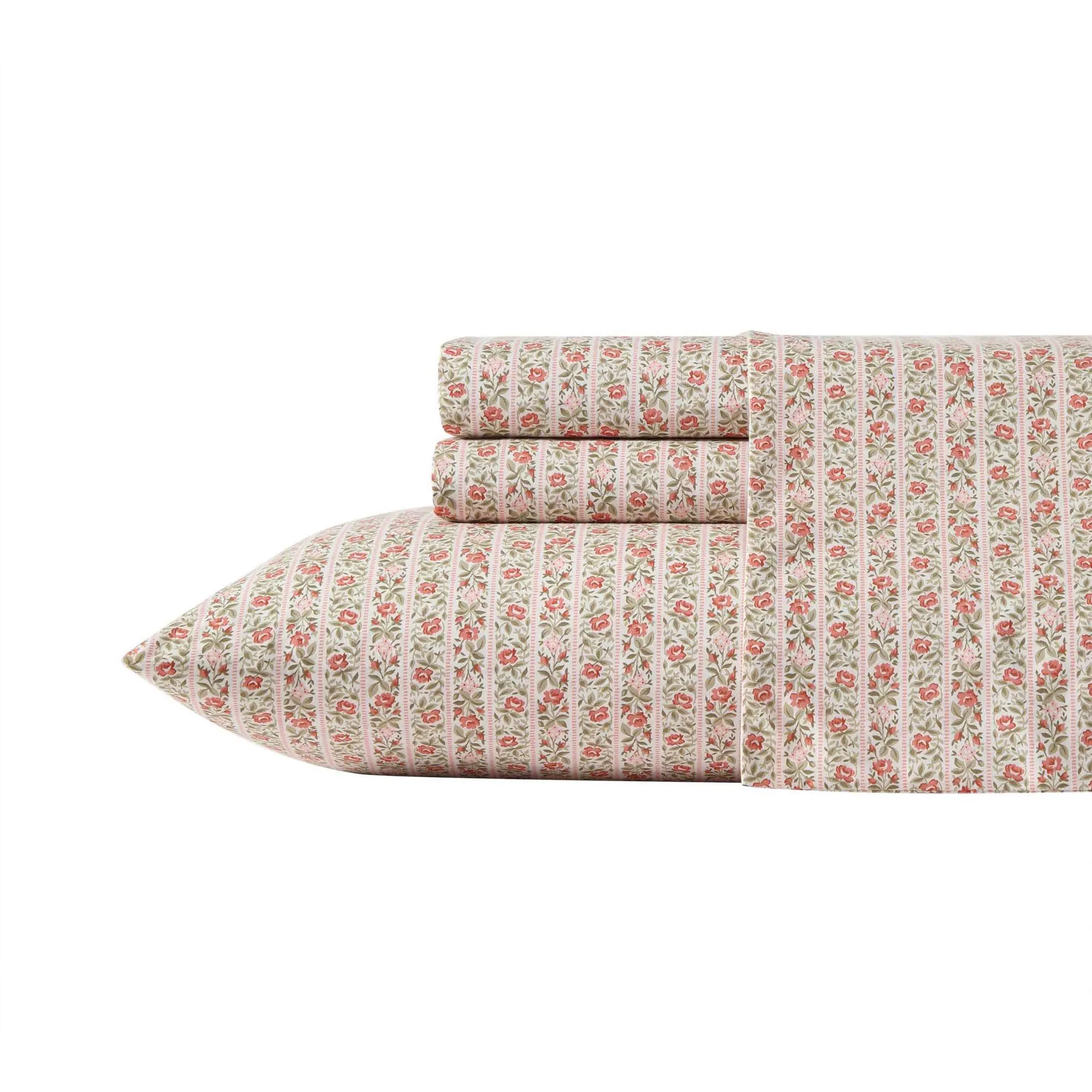 Laura Ashley Marta Stripe Pink Full Sheet Set
