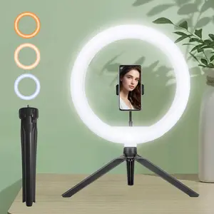 10-Inch USB LED Ring Light Set with Adjustable Colors, Desktop Stand, Cellphone Accessory for Video Recording, Selfies, Accessories