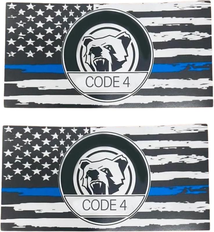 10 Packs Thin Blue Line Sticker - Code 4, Thin Line Flag Car Decal, Police Support Stickers - American Flag Thin Blue Line Decal for Cars, Trucks, Windows, Laptops