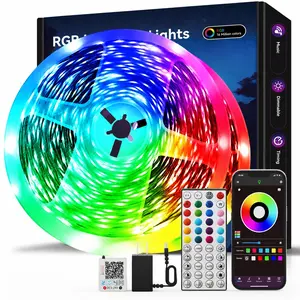 100FT Smart led lights RGB led light bedroom with 44 Keys IR Remote, App Control, Music Sync, Timer & Dimmable Brightness,Flexible adhesive design for bedroom & gaming room. Perfect ideal present for family, led lights bedroom