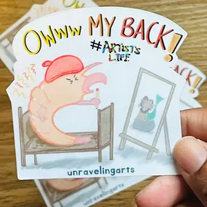 Back Pain Shrimp Sticker 3inch