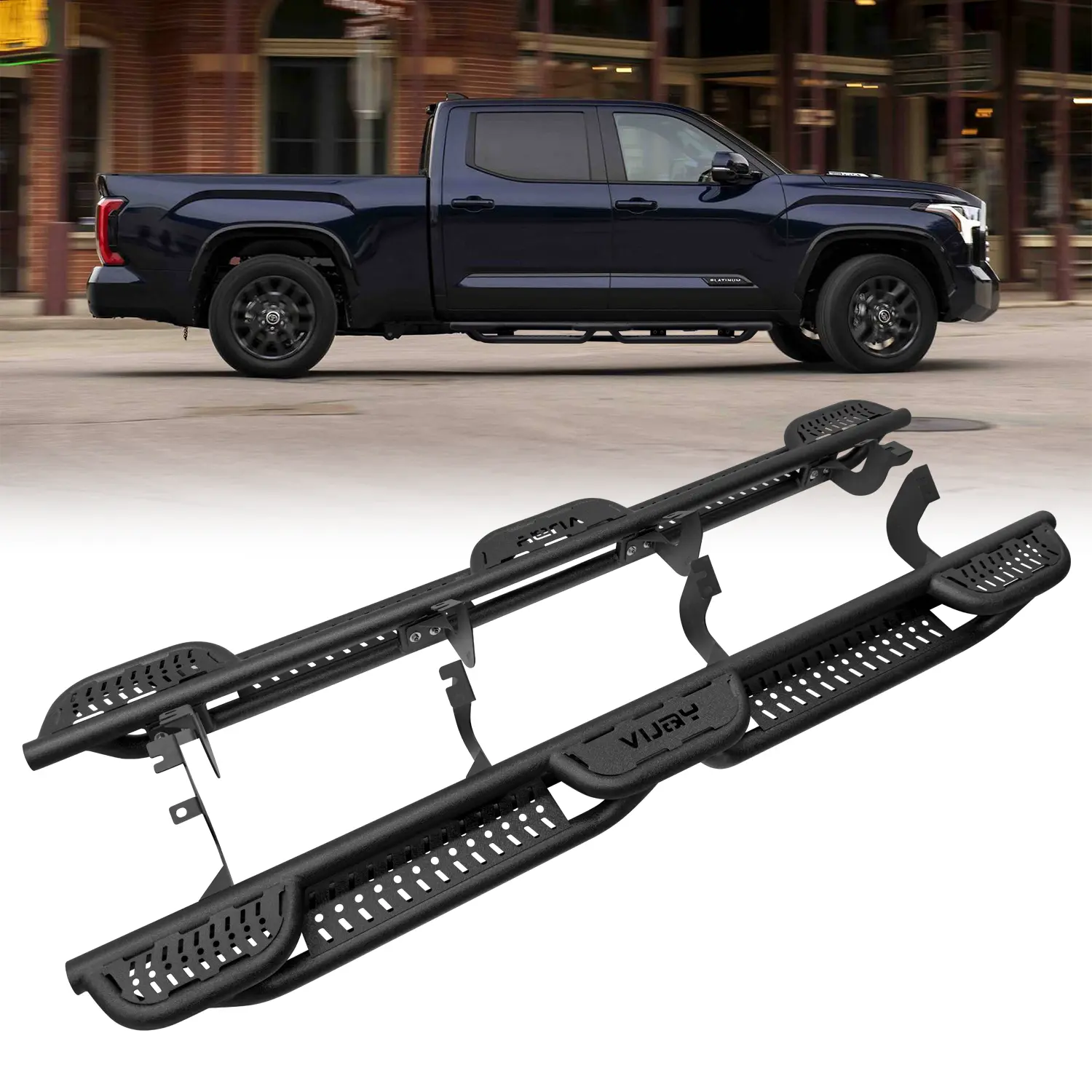 Vijay Steel Running Boards - Drop Rail Side Steps with Durable Stable Support, Precise Fit Easier Access Entry Aid for 2022-2025 Toyota Tundra Crewmax Cab 4-Door Car Accessories Simple screw installation