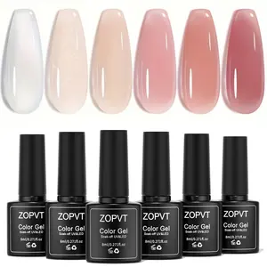 Nude Color 6-Piece Nail Polish Set, 8ML, LED/UV Curing, Removable, Transparent Whitening, Ideal for Daily Commute & Soft Nail Art, Gel Polish Set