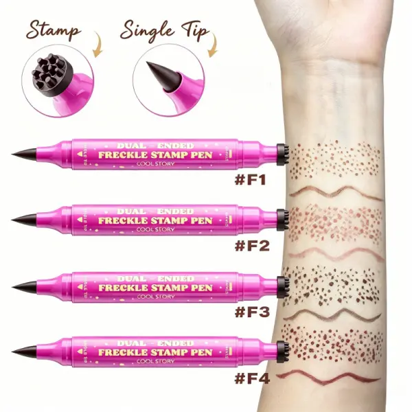 3-in-1 Dual-Ended Freckle & Eyeliner Makeup Pen - Waterproof, Smudge-Proof, Long-Lasting Daily Beauty Product with 4 Brown Shades, Stamp Tool for Natural Sun-Kissed Effects, Beauty Products, Stamp Eyeliner