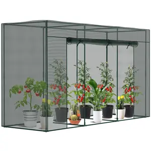 MOPHOTO Garden Plant Netting Crop Cage for Garden Raised Bed, 9.8 x 3.3 x 6 Ft Plant Cover Cage Protectors from Animal for Outdoor Plants with Frame and Zippered Door