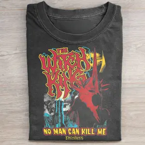 Vintage The Witch King No Man Can Kill Me Graphic Tee - The Lord of The Rings Movie Shirt - Return of the King Shirt - Nazgul Tshirt - Black Riders Shirt - LOTR - Novel Shirt - Middle Earth - Fantasy Ring