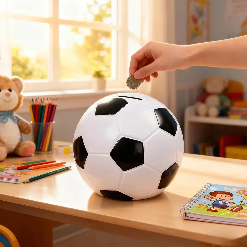 Sports Fans Money Jar, Money Savings Box, Cash Saving Box, Money Storage Jar, Large Capacity Design, Easy Deposit & Withdraw Functionality, Ideal for Basketball, Soccer, Football, Baseball, Golf Savings, Money Bank