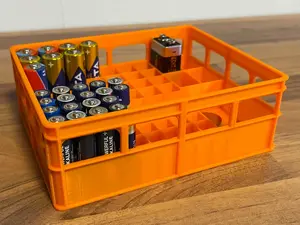 Battery Storage Crate XXL - Stackable Battery Organizer Box