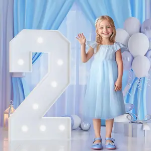 3FT Marquee Numbers 2 for 2nd, 20th Birthday Party Decorations, Large Light Up Number 2 Sign for Anniversary Decor, Backdrop, Big Marquee Number, Pre-Cut  Board Kit