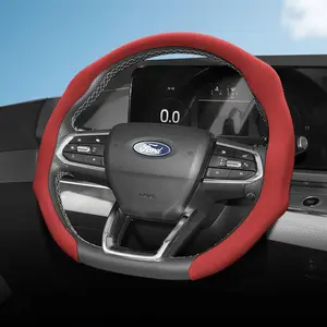 For Ford NAPPA Perforated Leather Steering Wheel Cover Anti-slip Breathable Quick-install Design All-season For F-Series/F-150/Super Duty/Ranger/E-Transit/Puma/Explorer/Escape/Maverick/Mustang Mach-E/Mustang/Expedition/Everest/Territory, Car Accessories