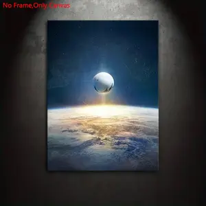 1 piece/set frameless canvas painting print poster, classic science fiction art, Destiny Key Art Arrival to Earth, perfect gift for video game lovers, ideal gift for bedroom, living room, kitchen, dormitory corridor, mural, wall decoration, room decor