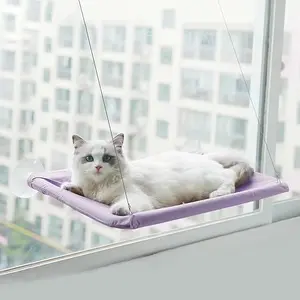 Cat Window Perch Purple Hammock Seat, Large Cat Purple Hammocks Bed for Indoor Cats Resting Seat Safety, Heavy Duty Suction Cups