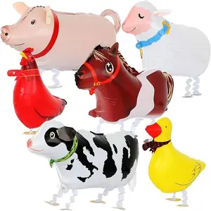 Walking Farm Animals Balloons Walking Animals Balloons For Kids Birthday Party BBQ Party Farm Theme Party Decorations Pack of 6