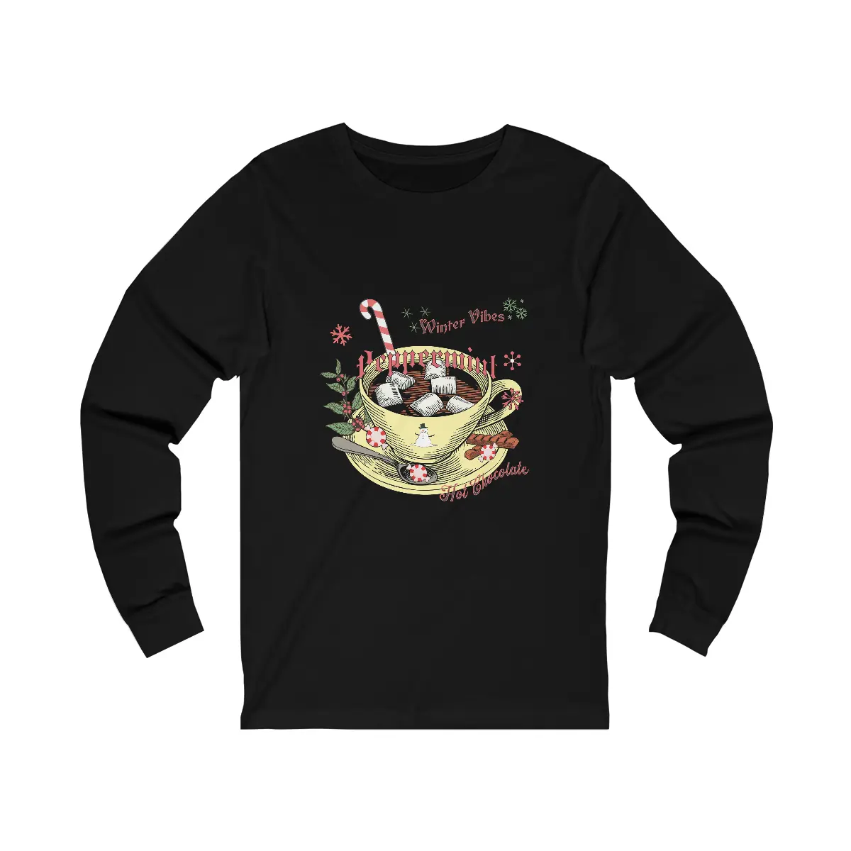 Peppermint Hot Chocolate Long Sleeve Tee Classic Cotton
