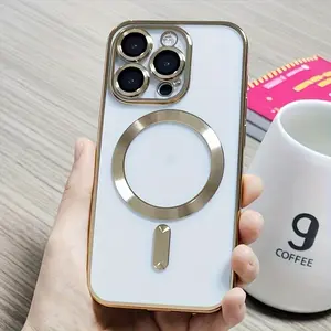 Luxury Transparent Magnetic Wireless Charging Phone Case for iPhone 11/12/13/14/15Pro Max Plus