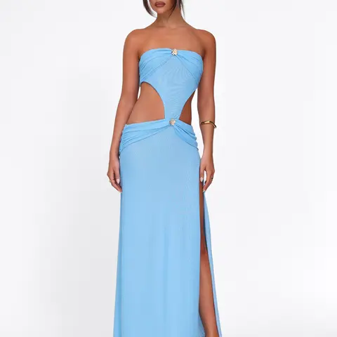 Tiger Mist Women's Kynlee Casual Dress - Sky Blue, Sleeveless, Stretchy, Sheer, Slip Fit