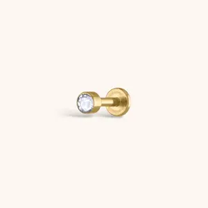 Celestial Crystal Bezel Solitaire Threaded Flat Back Earring