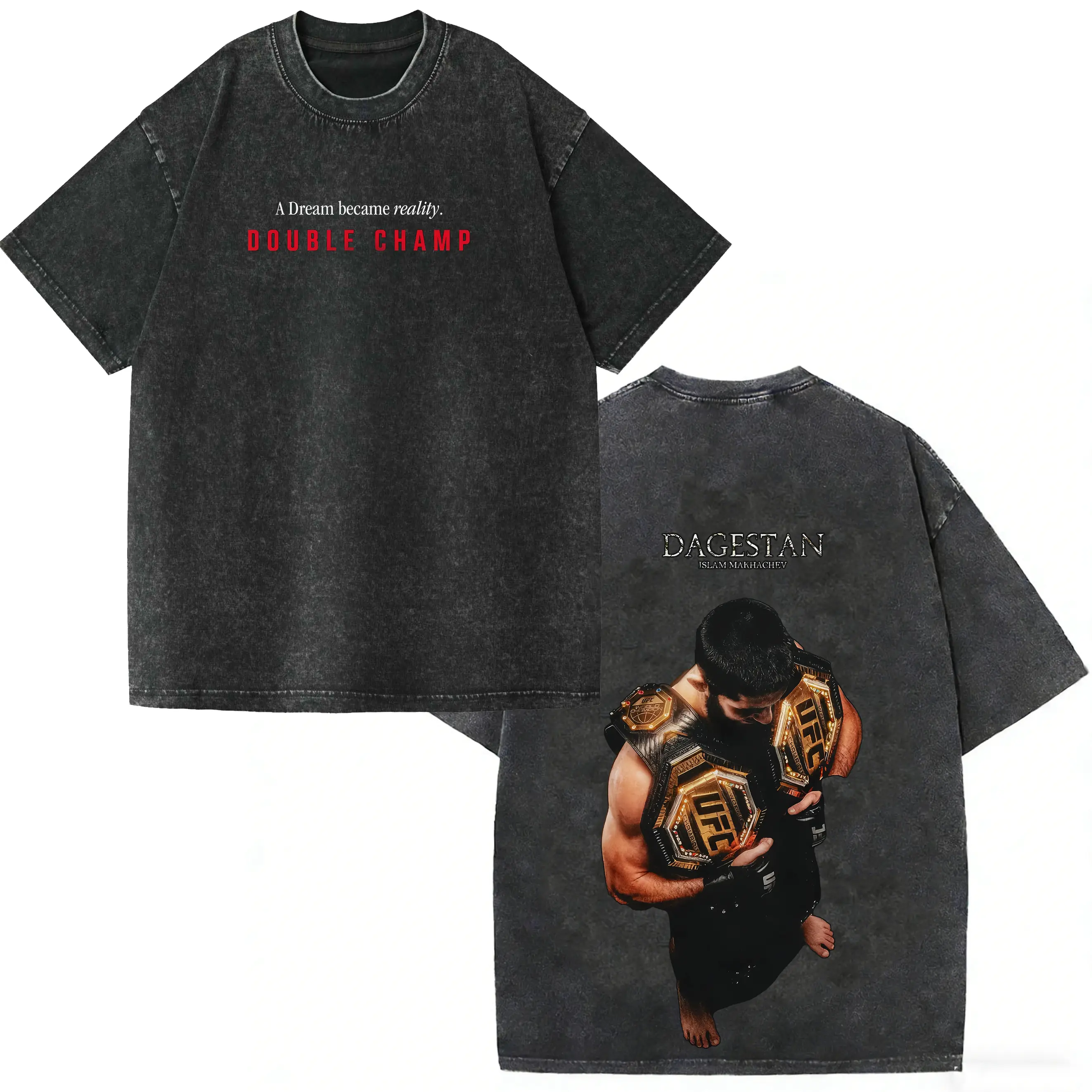 Islam Makhachev Double Champ Tee, UFC 322 Shirt, UFC MMA Fan Custom Graphic Design, Gym Wear, Gift for Fighters, Sports Apparel