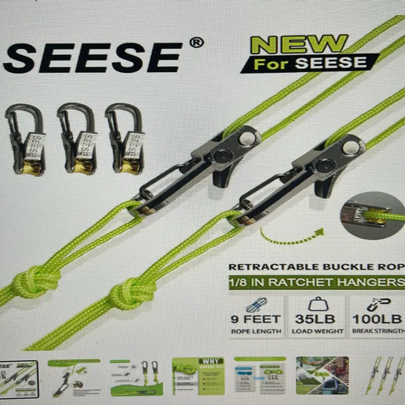 Buckle Green Adjustable-Ropes For Outside Playground tent camping tying objects thick adjustable Buckles on each end Perfect for outsides jobs