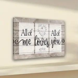 Vintage Style Canvas Hanging Sign I Love You, Romantic Love Theme Wall Art Decor Home Decor for Wedding, Anniversary, Bedroom, Framed Farmhouse Style Sign