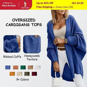 Oversized Cardigans for Women Fall 2025 Trendy Open Front Batwing Sleeve Long Cardigan Sweaters