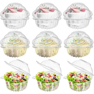 150 Pack Individual Cupcake Containers, Plastic Cupcake Holder with Lid, Single Cupcake Boxes, Stackable Muffin Container for Party