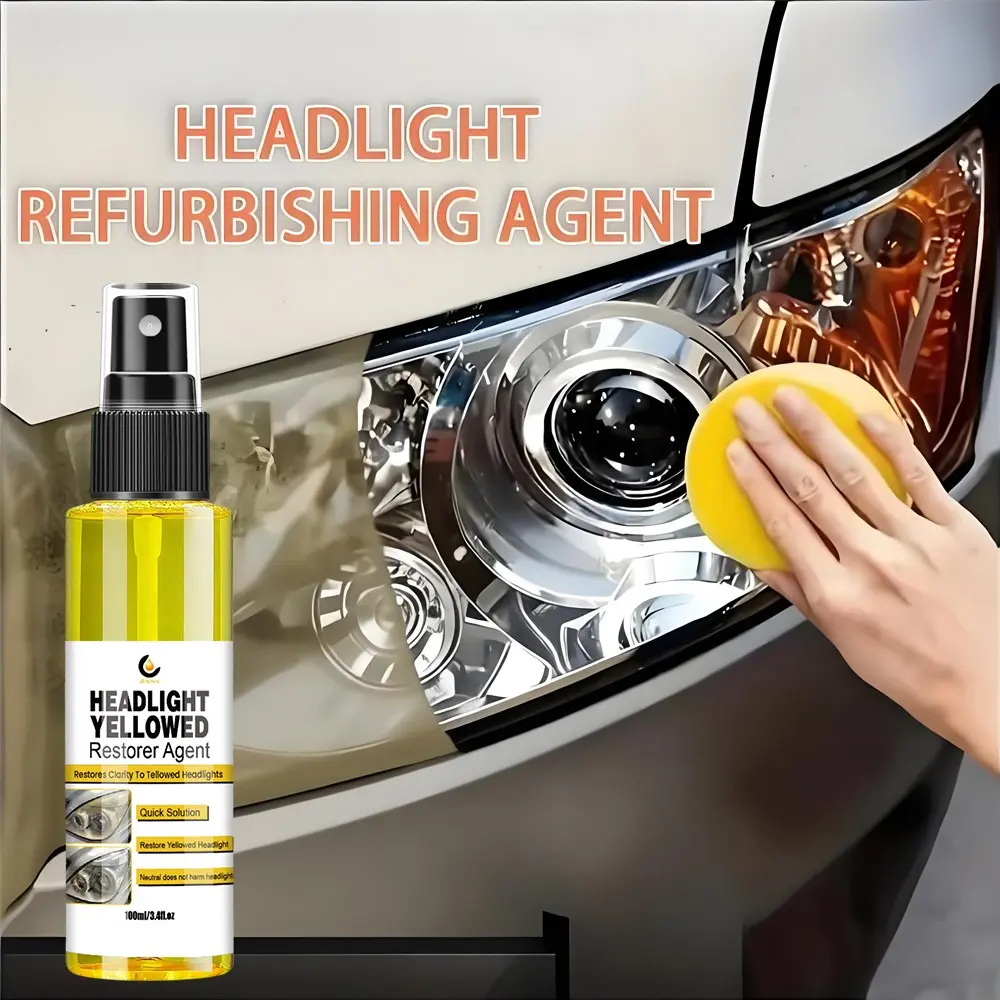 Headlight Restoration Liquid, Automotive Headlight Yellowing Repair Solution, Tail Lights & Dashboard Light Covers, Effective Yellowing Removal, Headlight Yellowed Restorer