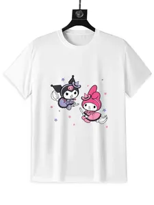 Sanrio My Melody & Kuromi Little Witches Halloween T-Shirt for Women Black Short Sleeve Cartoon Graphic Tee