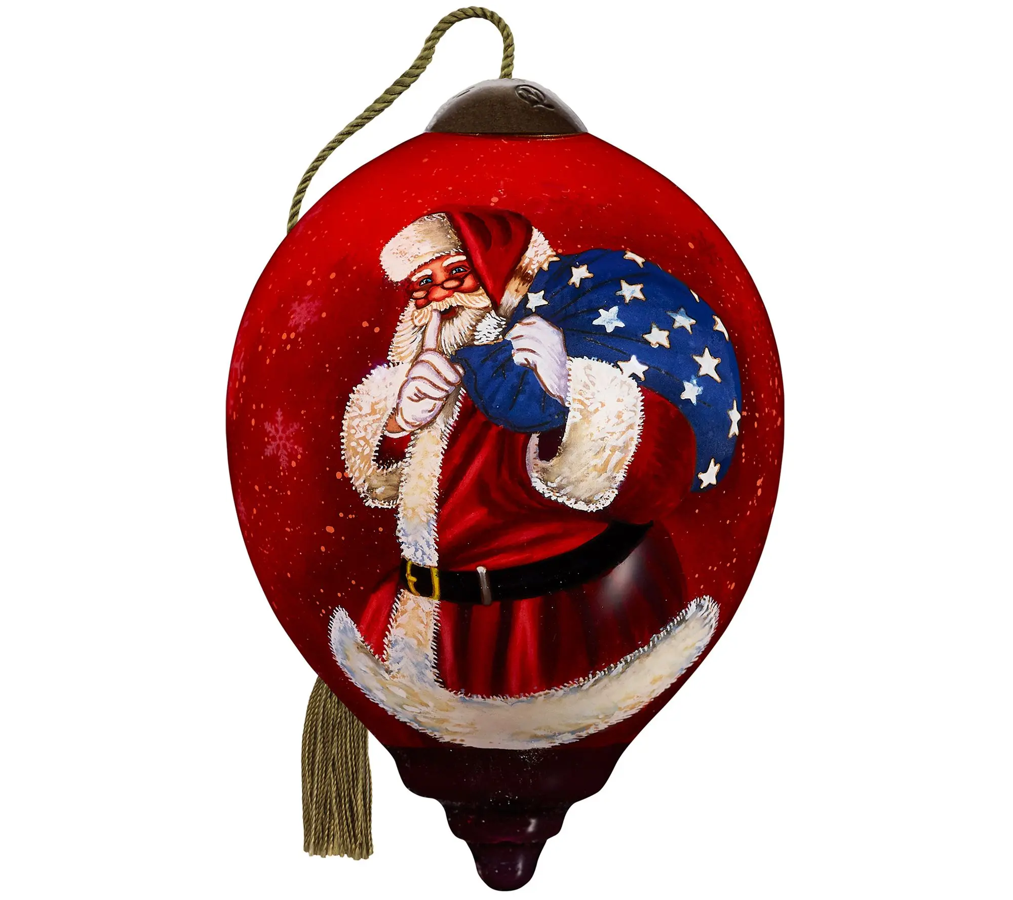 Ne'Qwa 3" Patriotic Santa With Star Sack Ornament