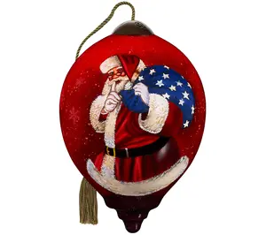 Ne'Qwa 3" Patriotic Santa With Star Sack Ornament