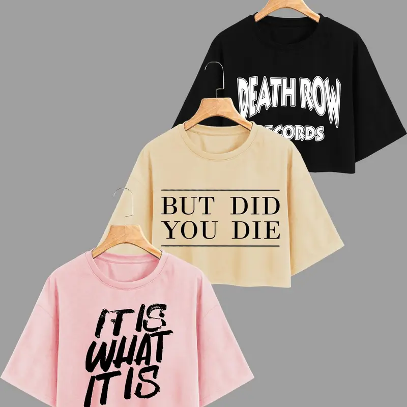 Women's Letter Gym Work Print Drop Shoulder Baggy Short Tee, Casual Short Sleeve Round Neck T-shirt for Summer, Ladies Clothes for Daily Wear