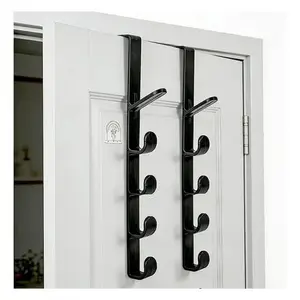 2PCS Over The Door Hooks (Black/White) – No Drill Door Hanger Rack for Clothes, Towels & Bags, Space Saving Organizer for Bathroom & Bedroom