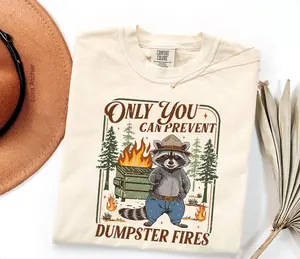 Comfort Colors T-Shirt Only You Can Prevent Shirt, Funny Raccoon Shirt, Sarcastic Humor Tee, Dumpster Fire Raccoon Shirt - LORA ATCHER