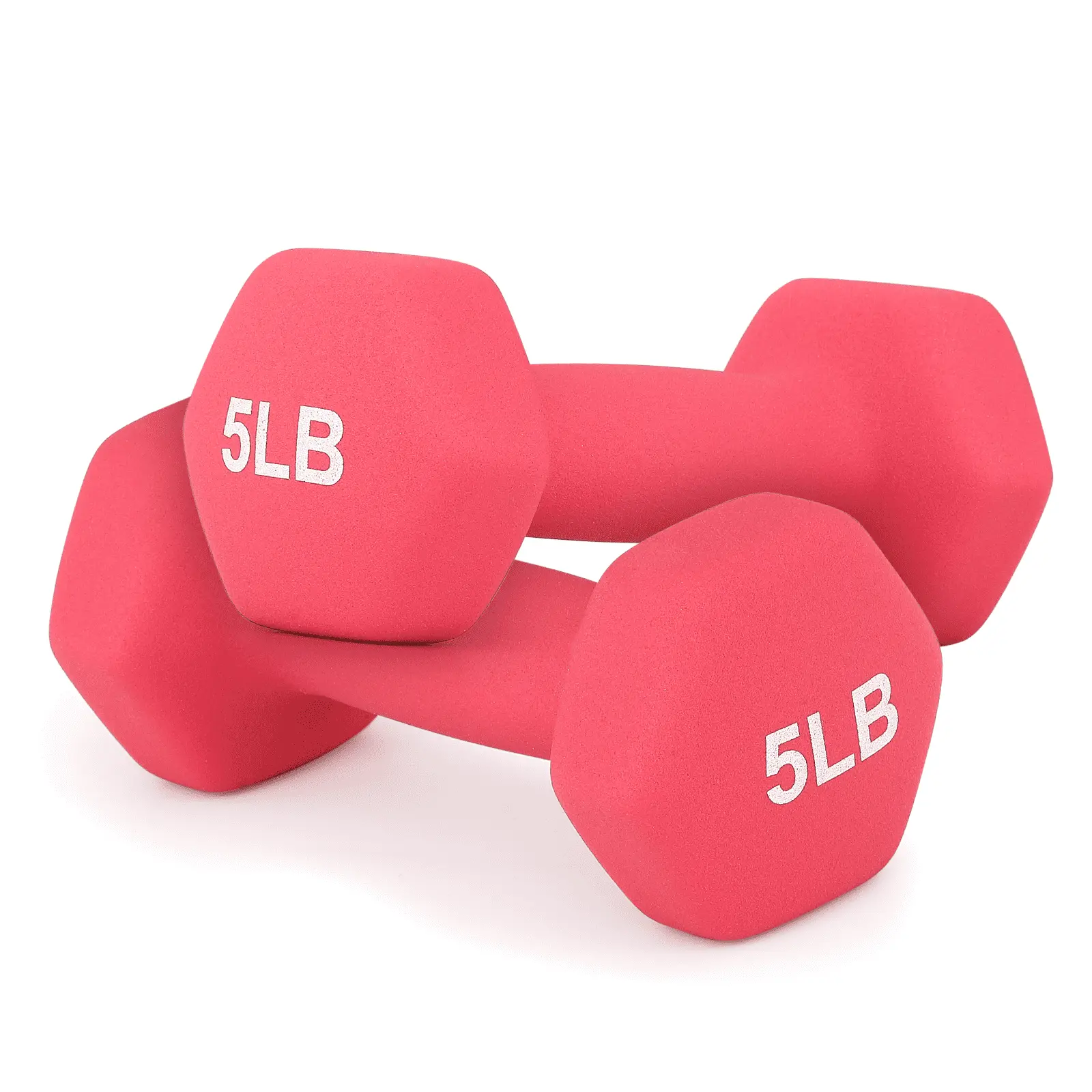 Magshion Set of 2 Neoprene Coated Dumbbells 5lbs, Hexagon Shaped Hand Weights, Anti-Roll Non-Slip with Smooth Grip, Burgundy