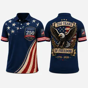 Freedom Club 250th Anniversary Patten Golf Polo Shirt Print Gift for Men Lightweight Outdoor