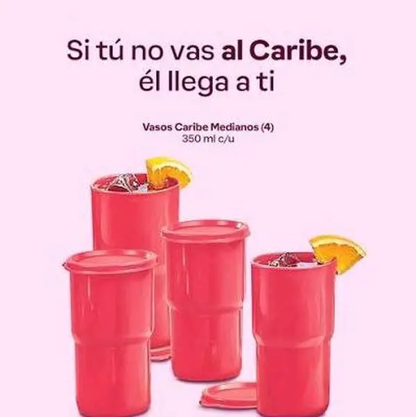 Red Tupperware tumblers