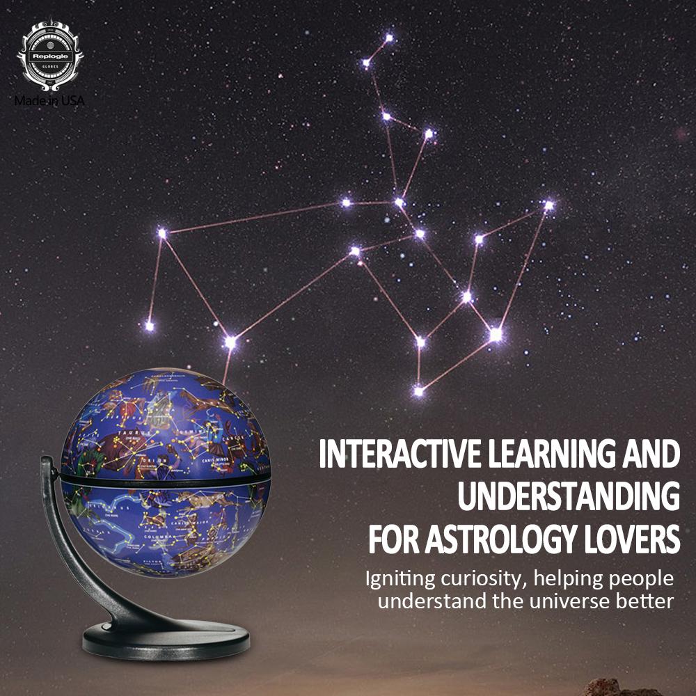 Replogle 4.3 inch Mini Interactive Celestial 720° Rotating Astronomical Globe with Constellation Nebulae for Space Exploration and Astronomy Enthusiasts Made in USA