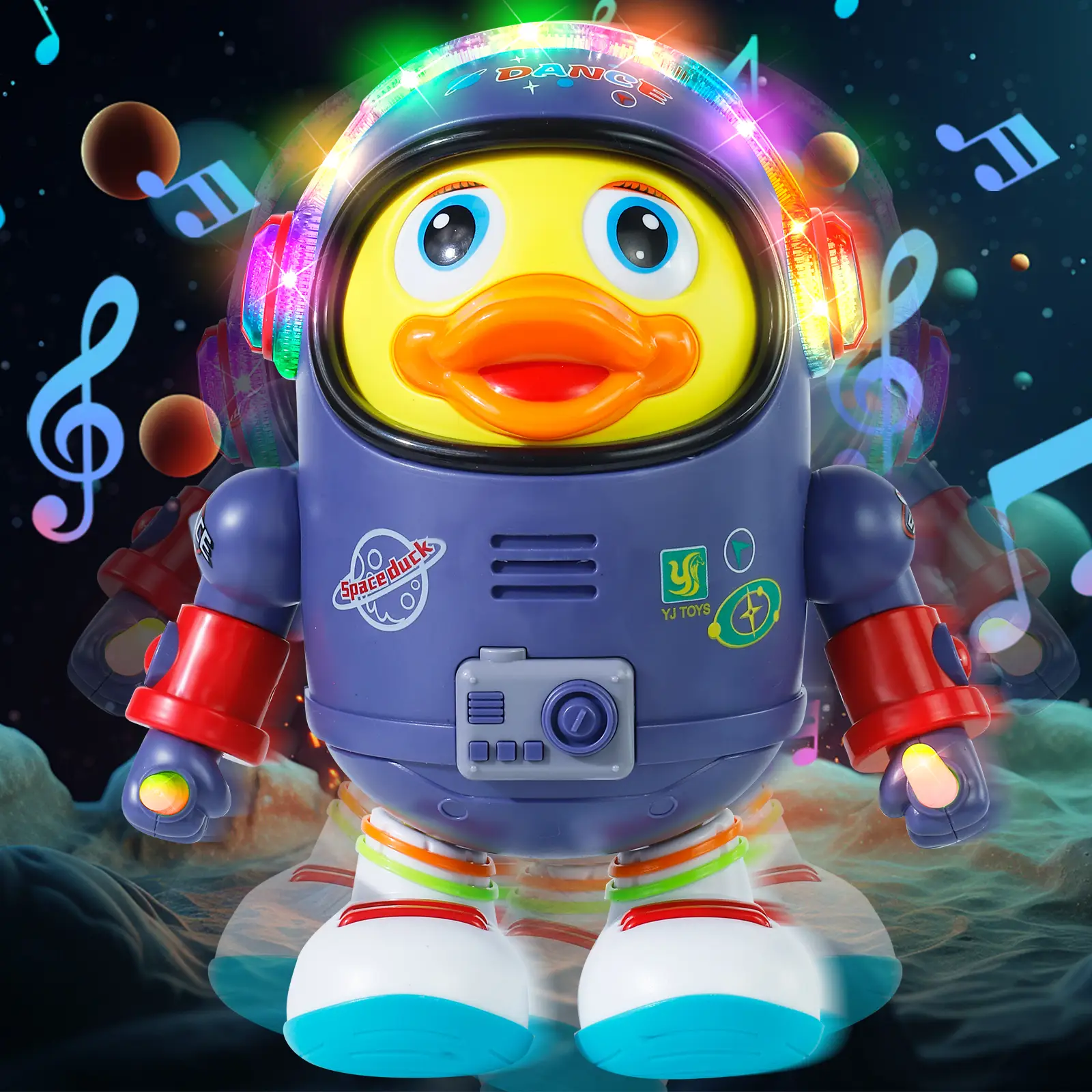 Dancing Space Duck Toy with Music & LED Lights – Funny Electric Waddling Duck for Kids, Interactive Singing Toy, Birthday Gift for Toddlers & Babies
