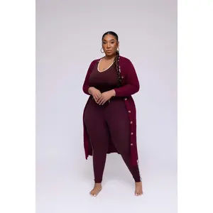 Midi Length Cardigan (Burgundy)