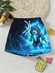 Cool Cartoon Pixel Beach Pants, Breathable Quick-Dry Half-Length Shorts, Swimwear Shorts, Perfect for Travel and Beach, Holiday Gift, Birthday Present