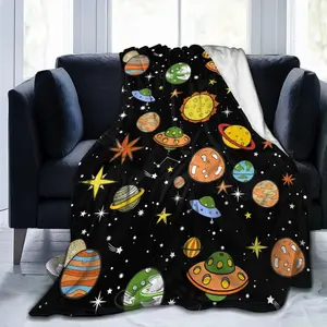 Galaxy Space Planet Stars Pattern Throw Blanket Soft Flannel Blankets Men Women Gift for Kids Boys Girls for Party Couch Sofa Bed Deco