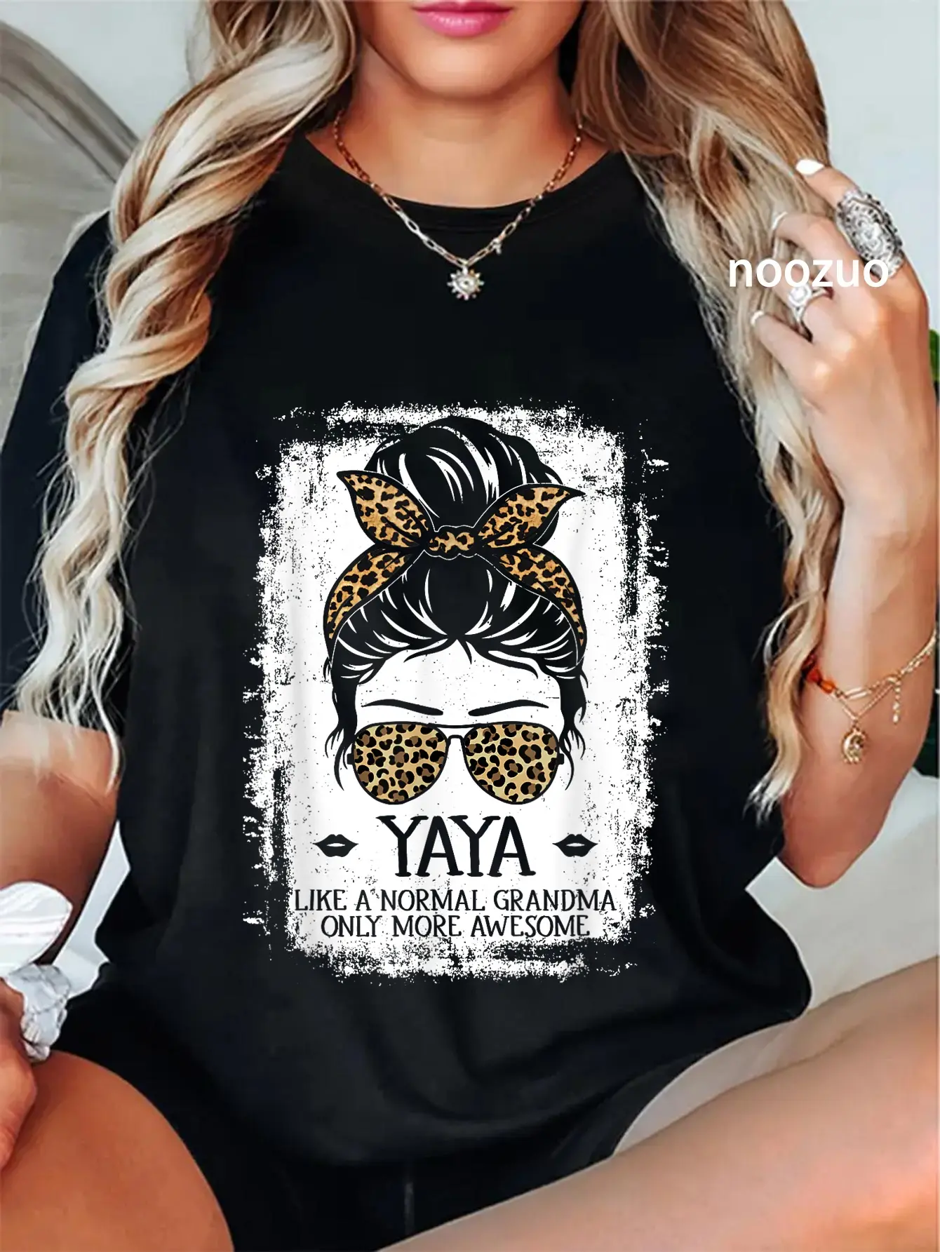100% Cotton Yaya Like A Normal Grandma Only More Awesome Women Grandma T-Shirt