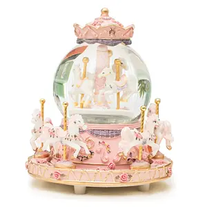 Music Box Rotating Carousel Unicorn Snowball, Colorful Lights, Floral, Perfect Gift for Girls Women Children Sisters Mothers Daughters Grandmothers Nieces Christmas Birthday