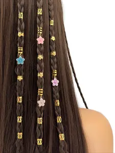 Flower Decor Hair Clip, Barrettes Hair Clips, Hair Rings Clips, Hair Braiding Decoration Accessories Jewelry for Parties Music Festival, Hair Pin Set