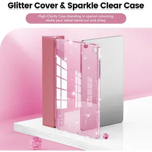 Samsung Galaxy Tab A11+Plus/A9+ Plus 11 inch Case (2023/2025), Glitter Tablet Protective Cover with Sparkly Clear Back for Girls Kids (Pink, Galaxy Tab A11 Plus)
