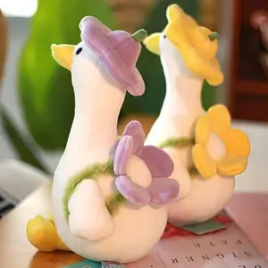 Kid Cute Little Duck Doll Flower Duck Plush Toy Big White Goose Doll Super Soft Sleeping Pillow Birthday Gift Decoration Toy